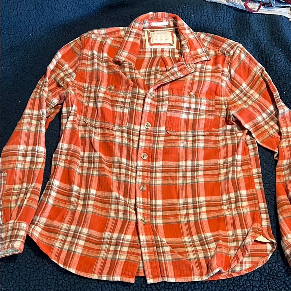 Denim & Flower Orange and White Button Down Shirt